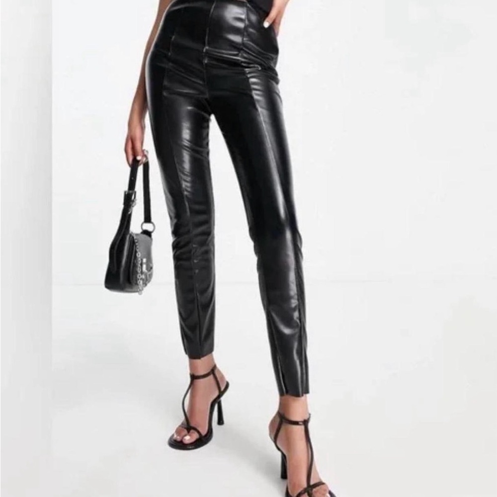 ASOS Shiny Black Straight Leg Pants